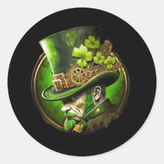 Steampunk Mechanical Top Hat St. Patrick’s Day Man Classic Round Sticker