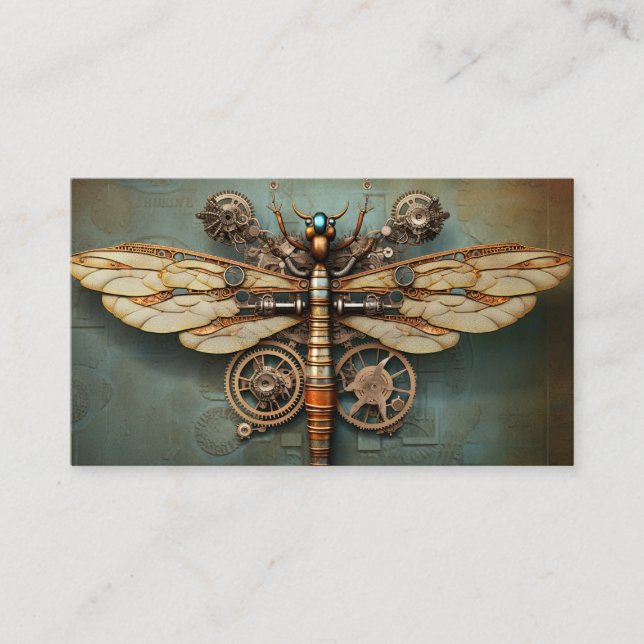 Steampunk Mechanical Vintage Industrial Cyberpunk Business Card (Front)