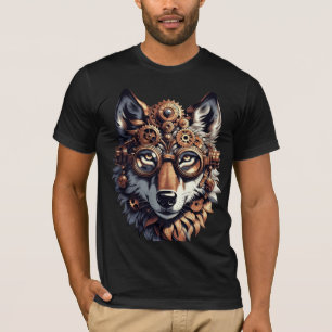 Steampunk Mechanical Wolf Head - Vintage In T-Shirt
