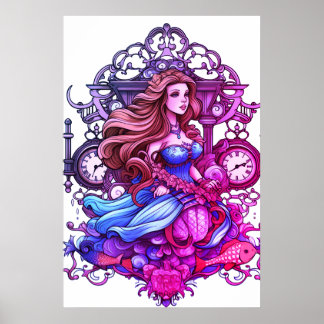 Steampunk Mermaid For Girls or Boys on a Wall Poster