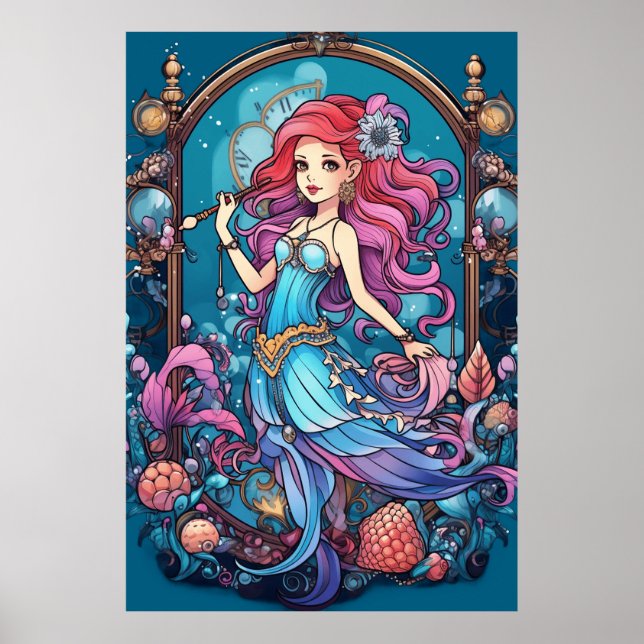 Steampunk Mermaid For Girls or Boys on a Wall  Poster (Front)