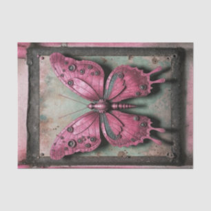 Steampunk Metal Butterfly Decoupage  Tissue Paper