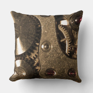 Steampunk Metal Clock Gears Cushion