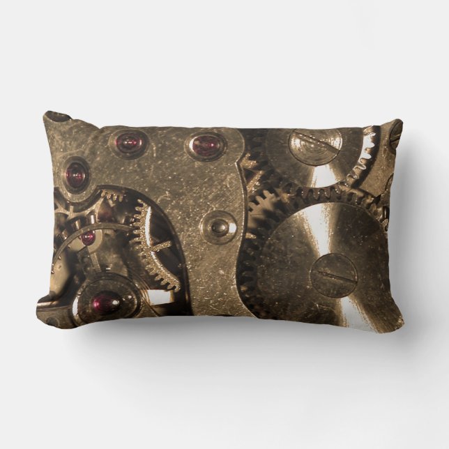 Steampunk Metal Clock Gears Lumbar Cushion (Front)