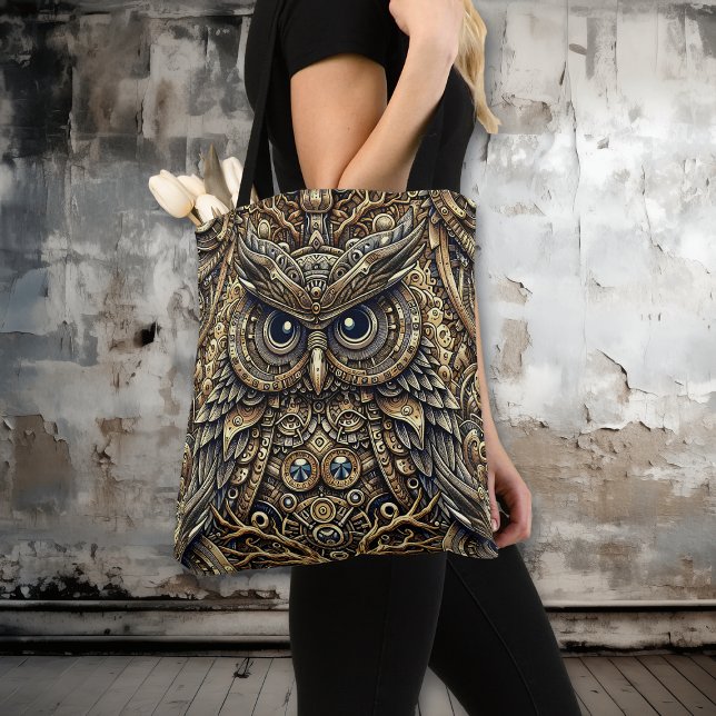 Steampunk Metal Gears and Owl Tote Bag (Creator Uploaded)