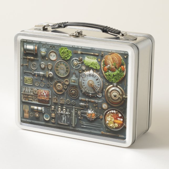 Steampunk  metal lunch box (Front)