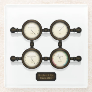 Steampunk Meters & Gauges Customizable Plaque  Glass Coaster