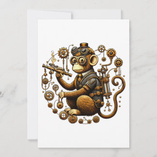 Steampunk Monkey with Ray Gun Invitation