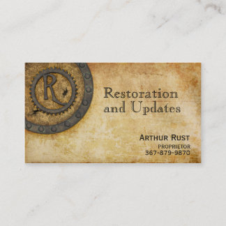 Steampunk Monogram Antique R Business Card