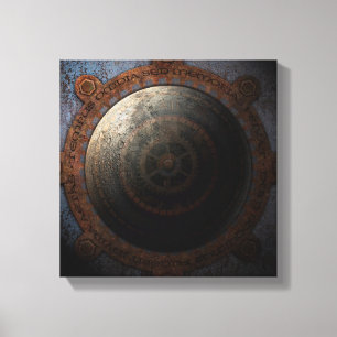Steampunk Moon Clock Time Metal Gears Canvas Print