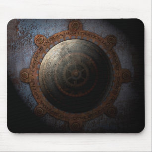 Steampunk Moon Clock Time Metal Gears Mouse Pad