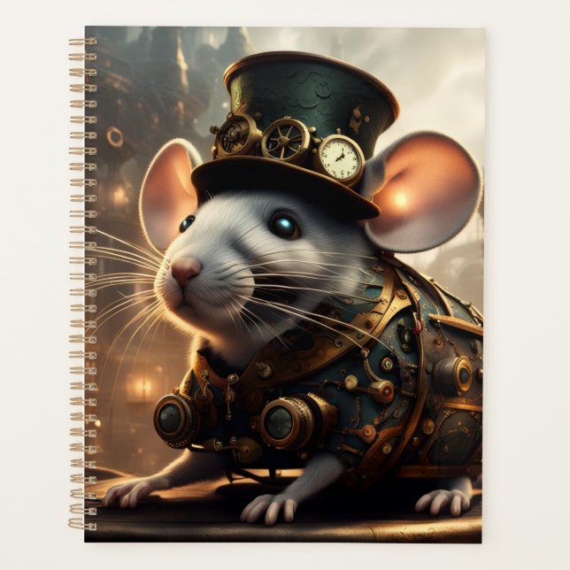 Steampunk Mouse and Bird Planner (Front)
