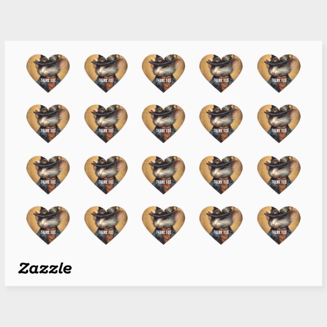 Steampunk Mouse Captain Sprinklepaws Heart Sticker (Sheet)