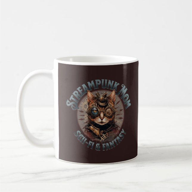 Steampunk Mum Cat Coffee Mug (Left)