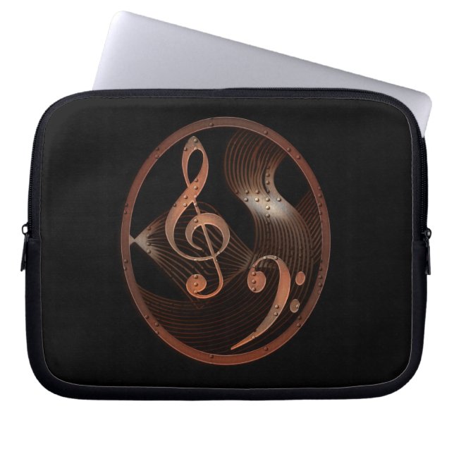 Steampunk Music design laptop sleeve (Front)