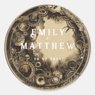 Steampunk Noir Affair Wedding Classic Round Sticker