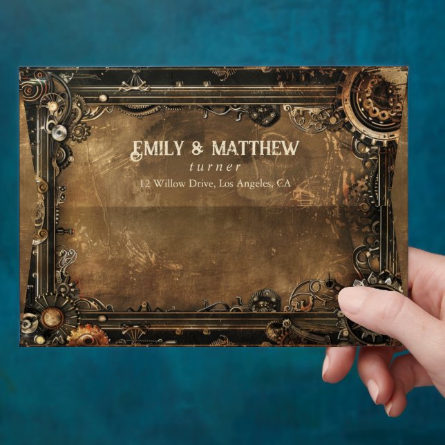 Steampunk Noir Affair Wedding  Envelope (Hand)