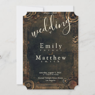 Steampunk Noir Affair Wedding Invitation