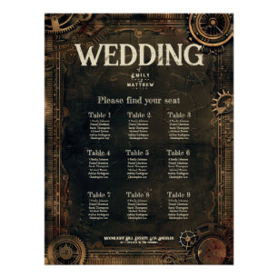 Steampunk Noir Affair Wedding Seating Chart