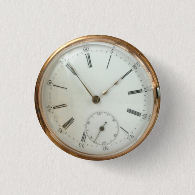 Steampunk Nostalgic Tempus Fugit Fob Watch Button (Front)