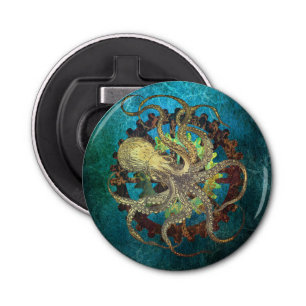 Steampunk Octopus & Clockwork Gears  Bottle Opener