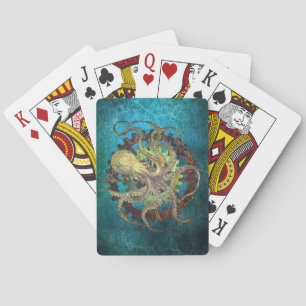 Steampunk Octopus & Clockwork Gears  Playing Cards