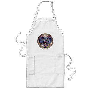 Steampunk Octopus Emblem with Purple Roses Long Apron