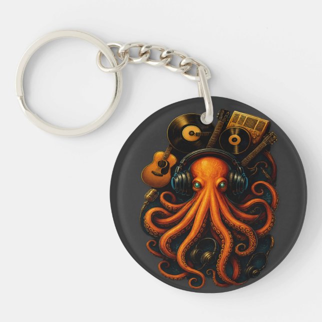 "Steampunk Octopus Keychain – Vintage Nautical Kra (Front)