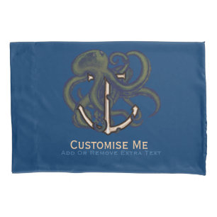 Steampunk Octopus Over Anchor Pillowcase