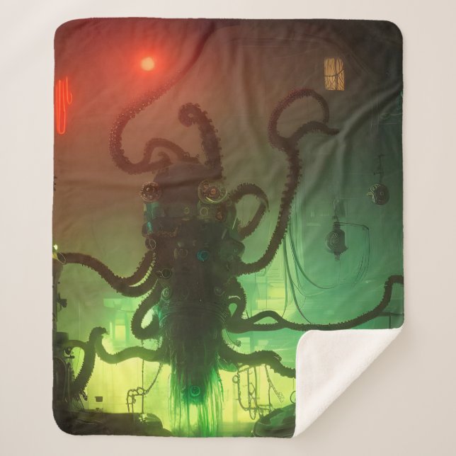Steampunk Octopus  Sherpa Blanket (Front)