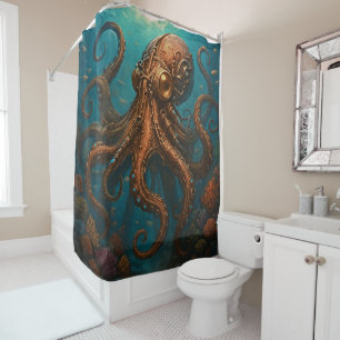 Steampunk Octopus Shower Curtain