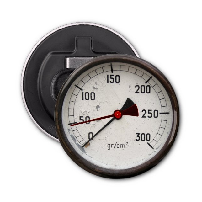 Steampunk Old Manometer 50th Birthday Bottle Open! Bottle Opener (Front)