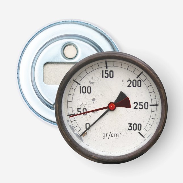 Steampunk Old Manometer 50th Birthday Bottle Open! Opener (Front)