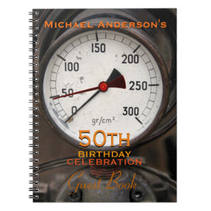 Steampunk Old Manometer 50th Birthday Guest Book