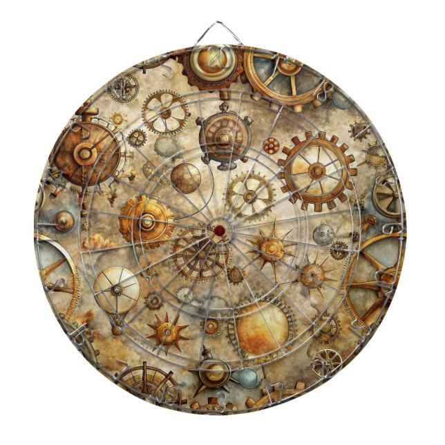 Steampunk Old Map Dartboard (Front)