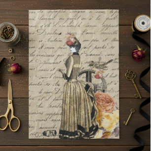 Steampunk Old Victorian Gold Lady Woman Vintage Tissue Paper