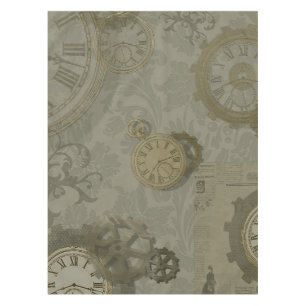 Steampunk olive green  vintage print tablecloth