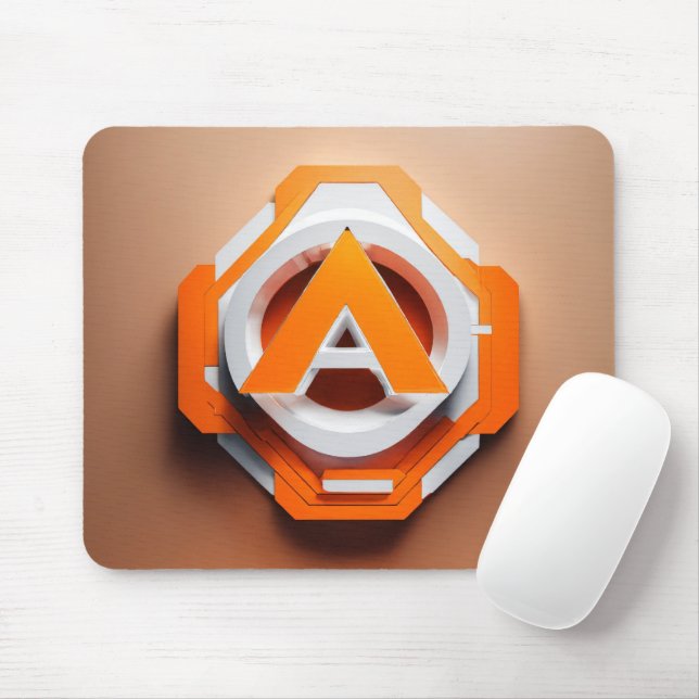 Steampunk Orange 3D Letter A Gear Mouse Pad (With Mouse)