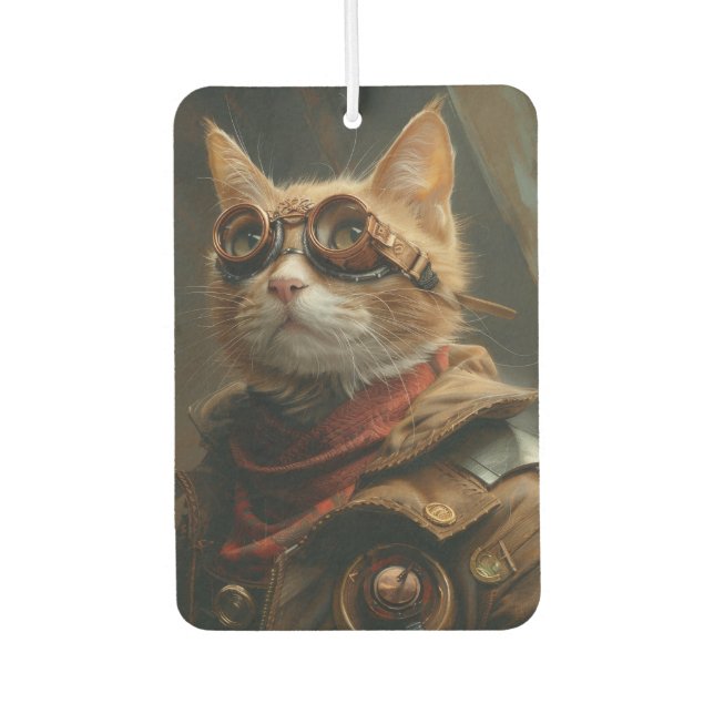 Steampunk Orange Cat Funny Gift Air Freshener (Front)