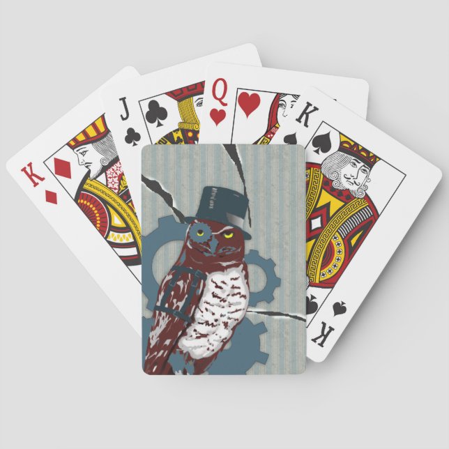 Steampunk Owl & Destroyed Mattress Playing Cards (Back)