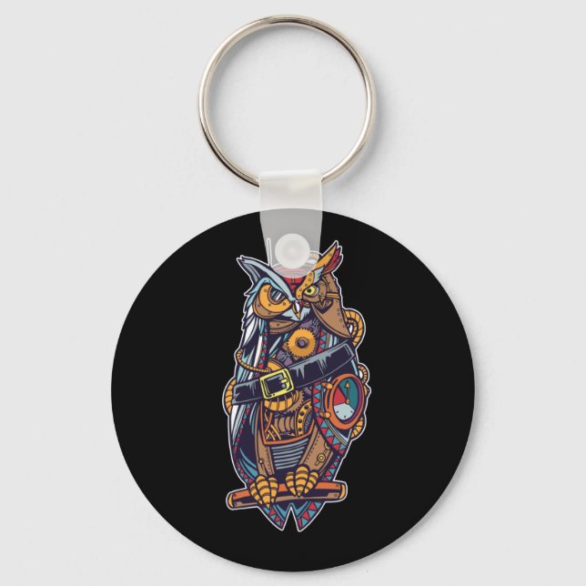 Steampunk Owl Key Ring (Front)
