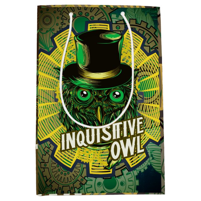Steampunk Owl Medium Gift Bag (Front)