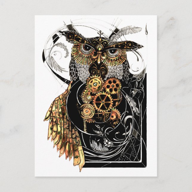 Steampunk Owl Postcard (Front)