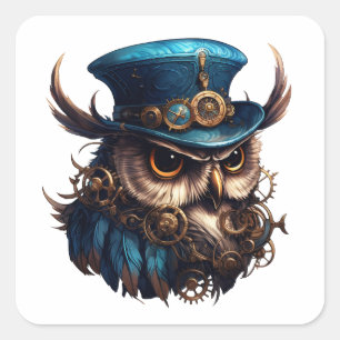 Steampunk Owl Square Sticker