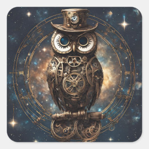 Steampunk Owl Square Sticker