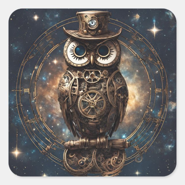 Steampunk Owl  Square Sticker (Front)