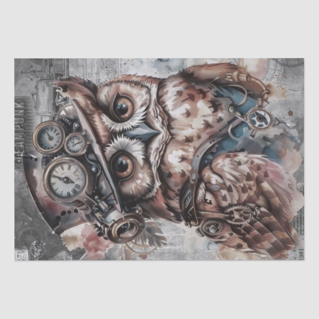 Steampunk Owl Tissue Paper (Front)