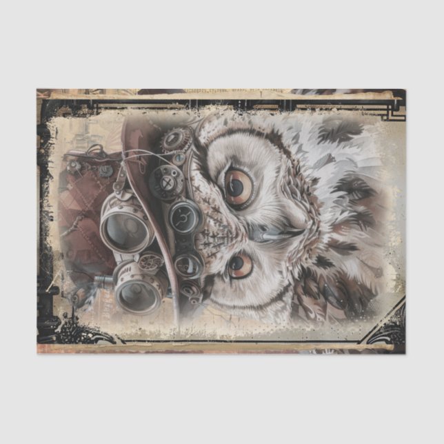 Steampunk Owl Tissue Paper (Front)