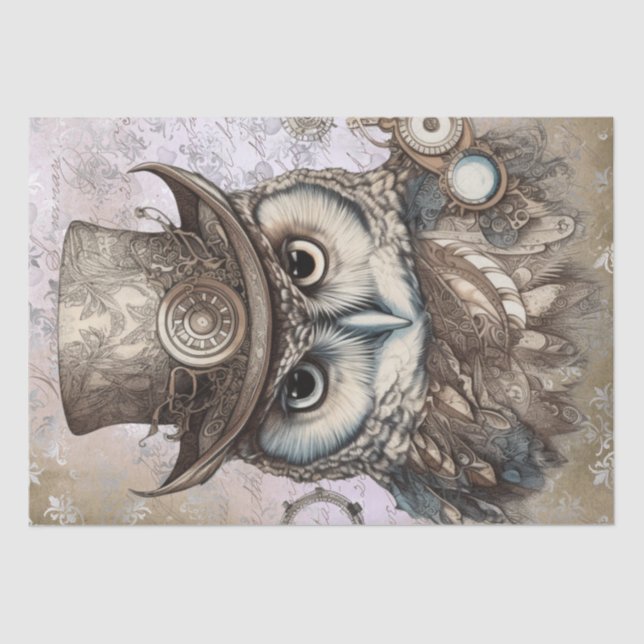 Steampunk Owl Tissue Paper (Front)