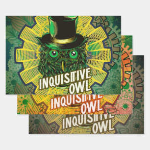 Steampunk Owl Wrapping Paper Sheet